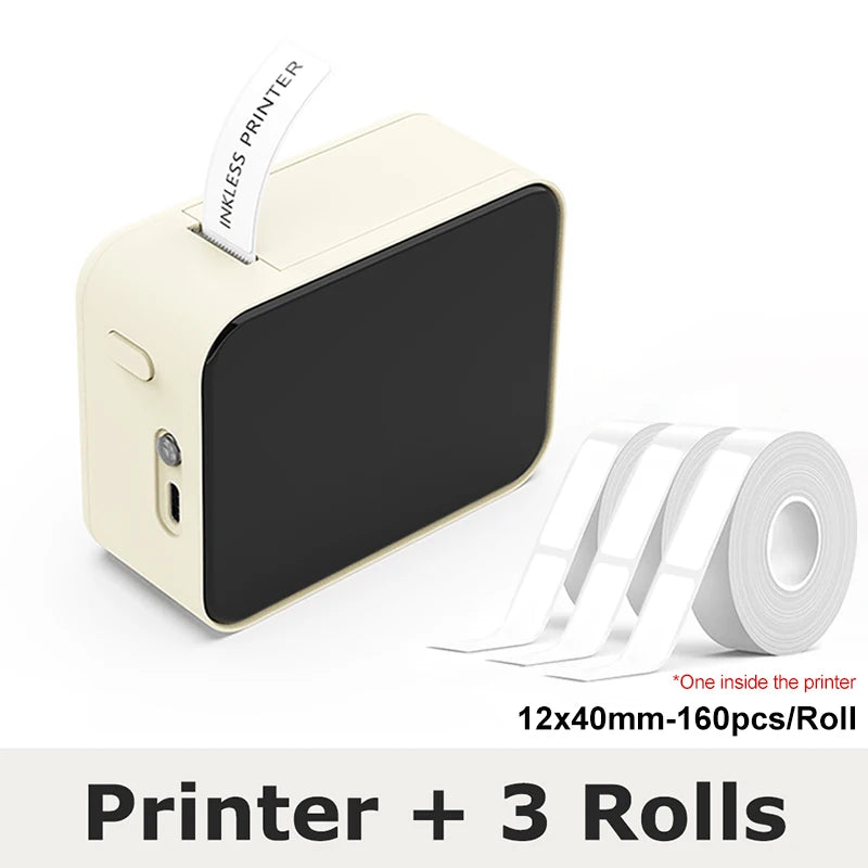 Marklife P15 Mini Bluetooth Thermal Label Maker | Inkless Thermal Label Maker Richie's White Add 2 Rolls