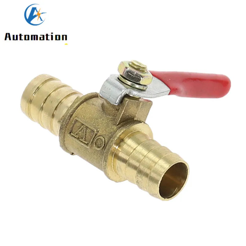 Brass Ball Valve Red Handle 6–12mm Hose Barb Inline Shutoff Brass Ball Valve Richie's