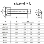 304 Stainless Steel Phillips Countersunk Screws M2–M8, 3–100mm Machine Screws Richie's