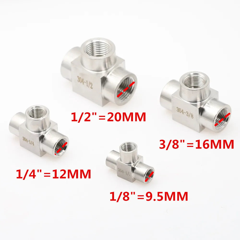 SS304 Stainless Steel Tee Pipe Fitting | BSP Female 1/8"–1/2" Tee Pipe Fitting Richie's