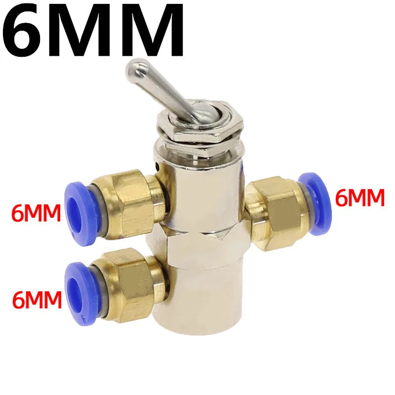 TAC2-4V Pneumatic Valve 2-Position 5-Way Toggle Switch w/ Fittings Pneumatic Control Valve Richie's TAC-4V-PC6MM