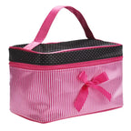 Women's Travel Bow Stripe Cosmetic Bag – Makeup Organizer Cosmetic Travel Bag Richie's Red