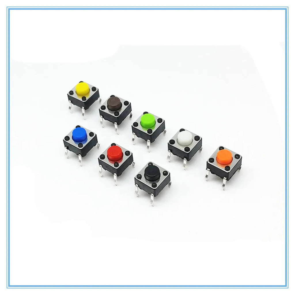 50pcs SMD Tact Switch 6x6x5mm 4-Pin Momentary Push Button Tactile Switch Pack Richie's 80PCS Mixed color