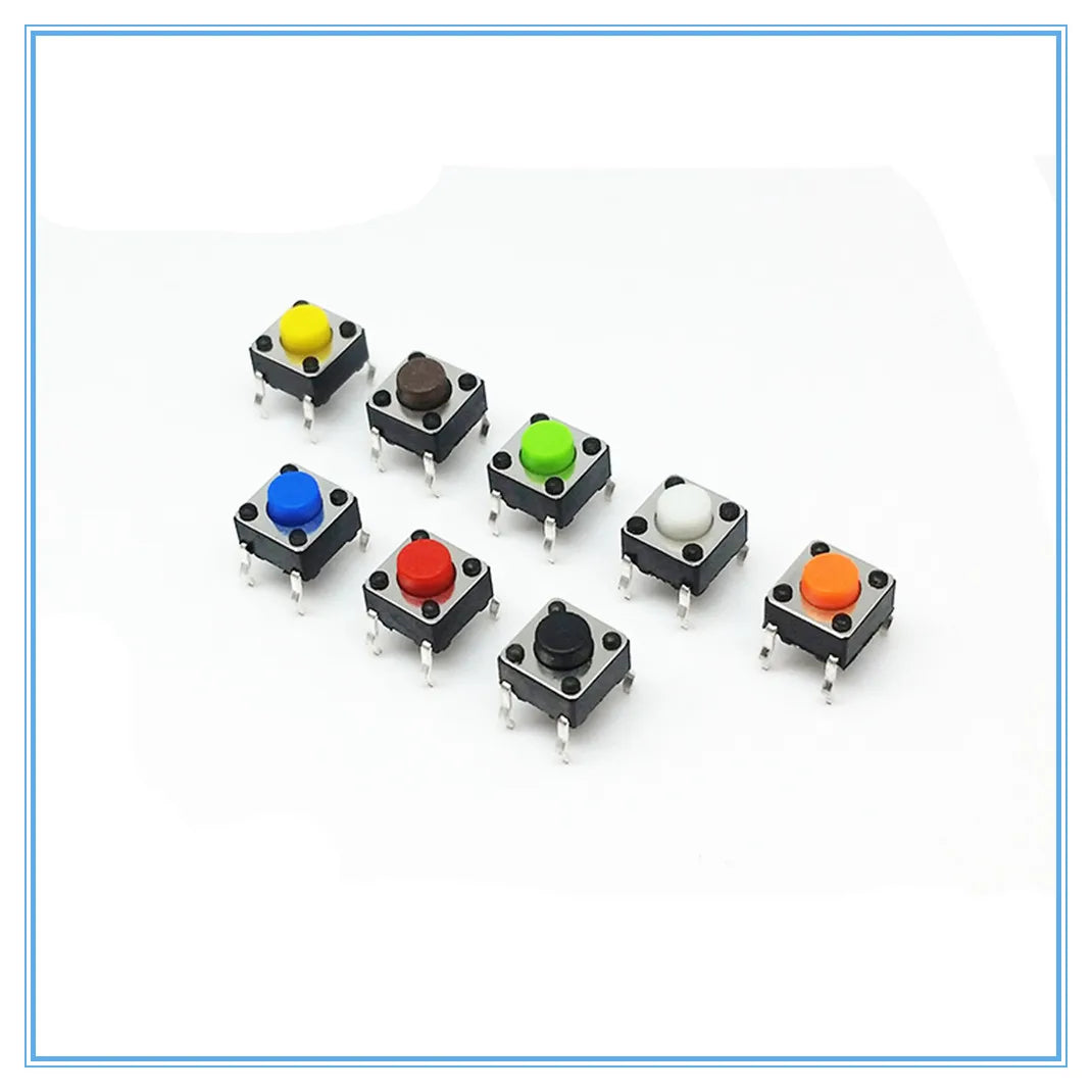 50pcs SMD Tact Switch 6x6x5mm 4-Pin Momentary Push Button Tactile Switch Pack Richie's 80PCS Mixed color