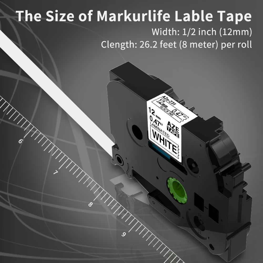 TZe-231 Compatible Brother Label Tape 12mm Black on White – Multi-Pack Label Printer Tape Richie's