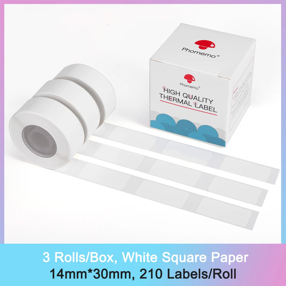Phomemo D30 Thermal Label Paper – 3 Self-Adhesive Sticker Rolls Thermal Label Paper Richie's Square White 1430