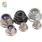 Hex Flange Nylon Insert Lock Nuts M3–M12 | Stainless & Carbon Nylon Lock Nuts Richie's silver carbon steel M10 5pcs