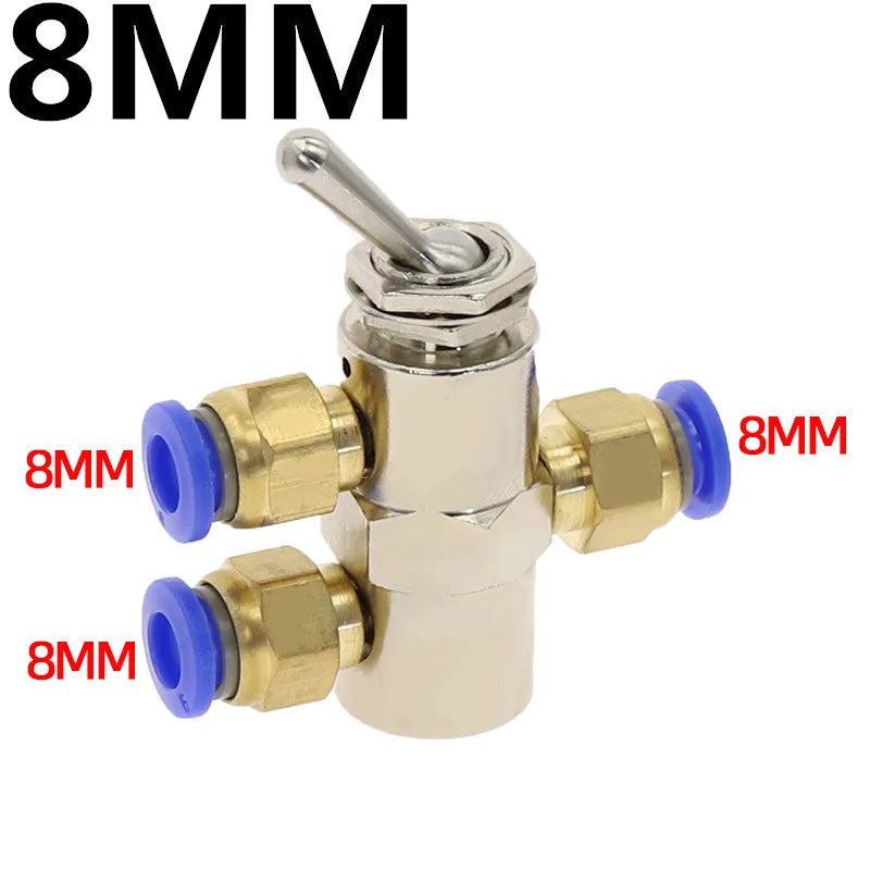 TAC2-4V Pneumatic Valve 2-Position 5-Way Toggle Switch w/ Fittings Pneumatic Control Valve Richie's TAC-4V-PC8MM