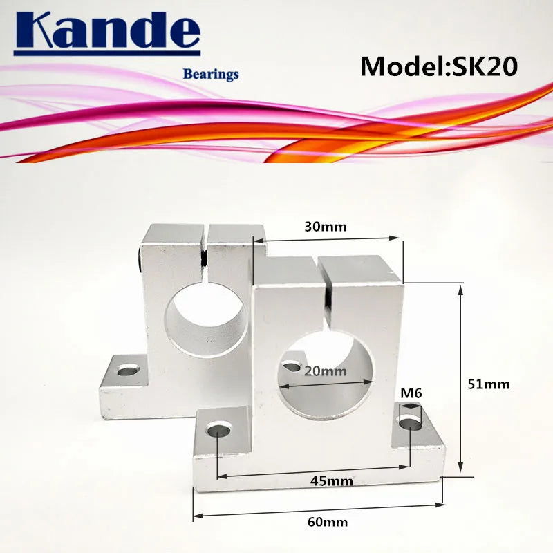 SK20 20mm Linear Shaft Support Bearings for 3D Printers – 2pcs Linear Shaft Support Richie's