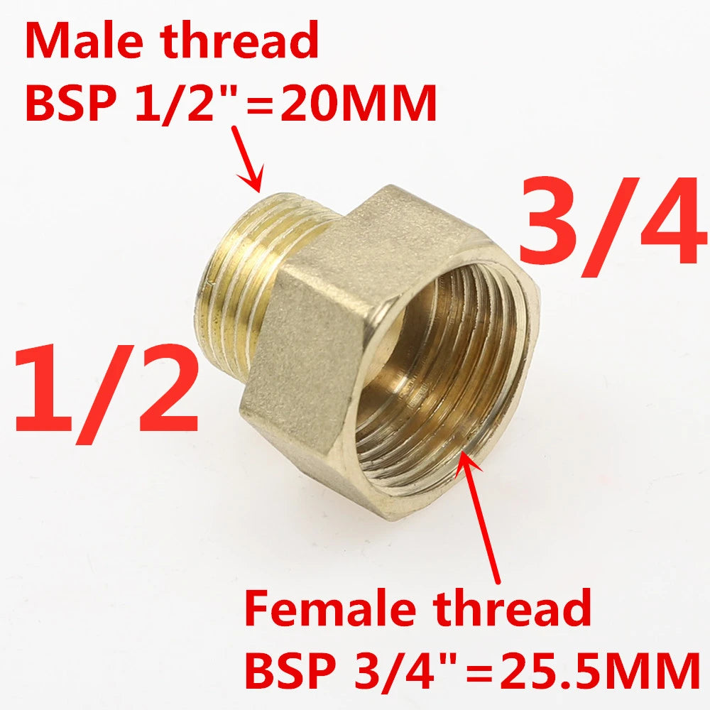 Brass BSP Male to Female Pipe Adapter 1/8"–3/4" Fitting Brass Pipe Fitting Richie's 04 M x 06 F