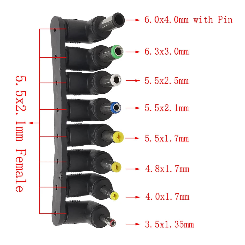 DC Power Jack Adapter Set 5.5x2.1mm Female to Multi Male Tips DC Power Adapter Richie's