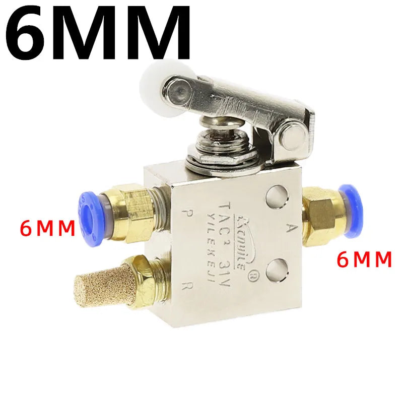 TAC2-31P 2-Position 3-Way Roller Lever Pneumatic Valve 1/8" Pneumatic Valve Richie's TAC2-31P-34C-PC6MM