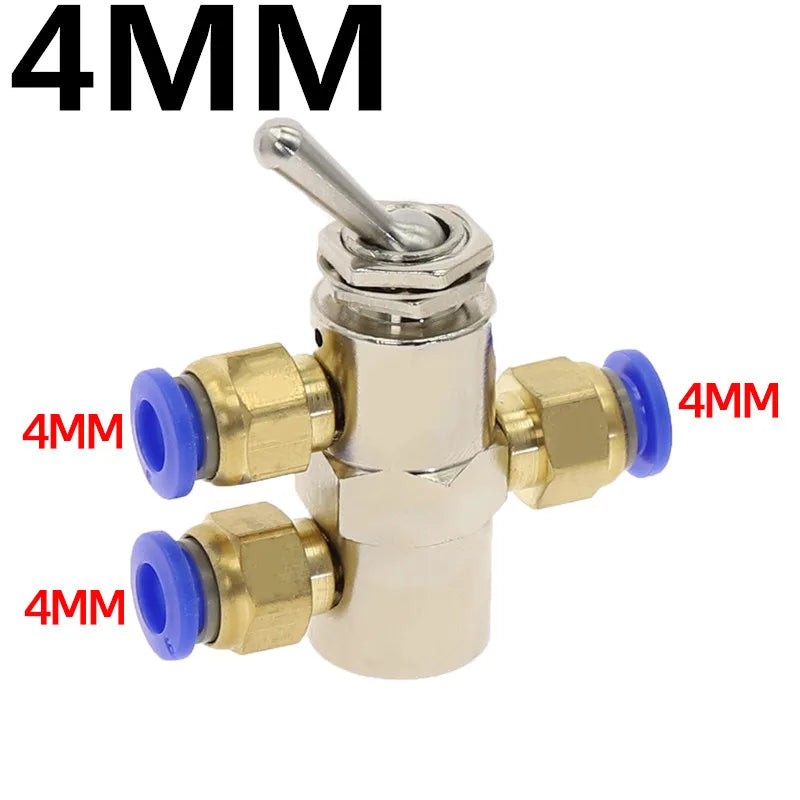 TAC2-4V Pneumatic Valve 2-Position 5-Way Toggle Switch w/ Fittings Pneumatic Control Valve Richie's TAC-4V-PC4MM