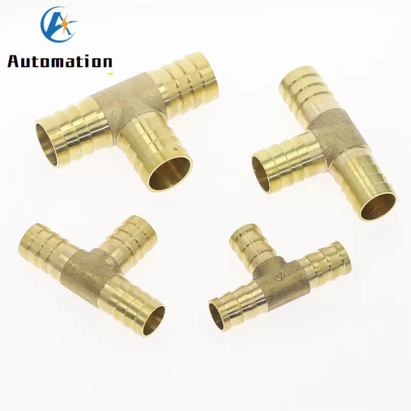 T-Shape Brass Barb Tee Hose Fitting 4mm–19mm 3-Way Connector Brass Hose Fitting Richie's