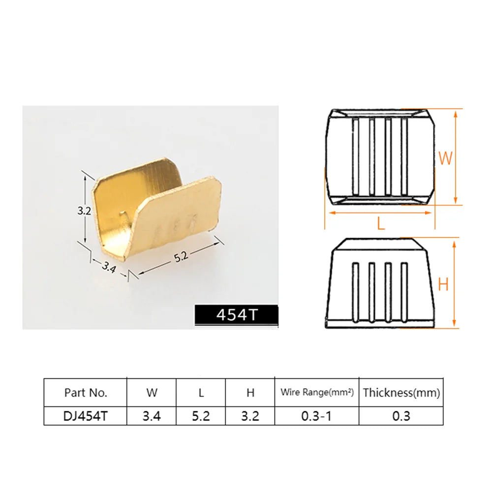 100pcs U-Shaped Brass Crimp Terminals DJ454T 0.5–1.5mm² Crimp Terminal Connectors Richie's