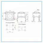 50pcs SMD Tact Switch 6x6x5mm 4-Pin Momentary Push Button Tactile Switch Pack Richie's