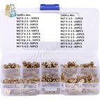 M2 M2.5 M3 Brass Knurl Insert Nuts Kit 200/500pcs + Storage Box Brass Insert Nuts Richie's 200pcs Mix