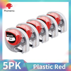 Dymo LetraTag Compatible Label Tapes 91331 for Phomemo P12 5-Pack Label Maker Tape Richie's 5PK Plastic Red