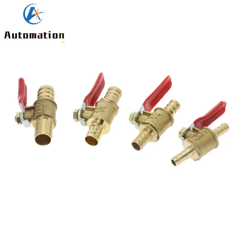 Brass Ball Valve Red Handle 6–12mm Hose Barb Inline Shutoff Brass Ball Valve Richie's