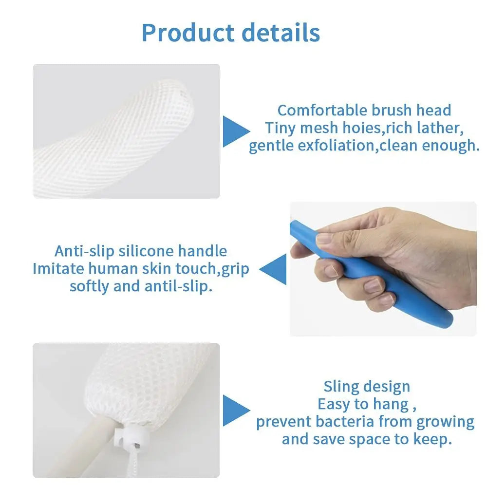 Long Curved Back Scrubber – Ergonomic Anti-Slip Shower Brush Bath Back Scrubber Richie's