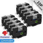TZe-231 Compatible Brother Label Tape 12mm Black on White – Multi-Pack Label Printer Tape Richie's 10PK Black on Clear 12mm