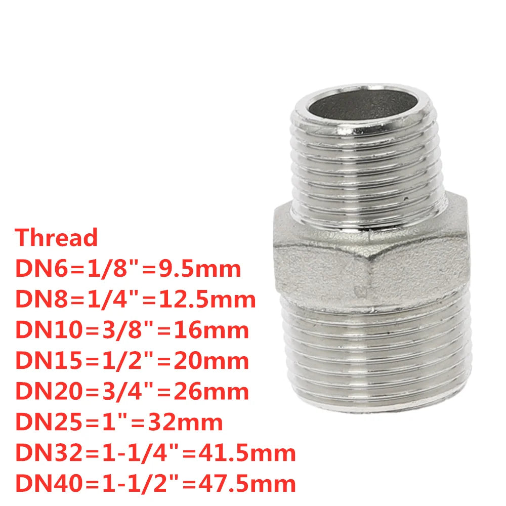 304 SS Male Hex Nipple BSP Pipe Fitting DN8–DN40 Water Oil Air Pipe Fitting Nipple Richie's