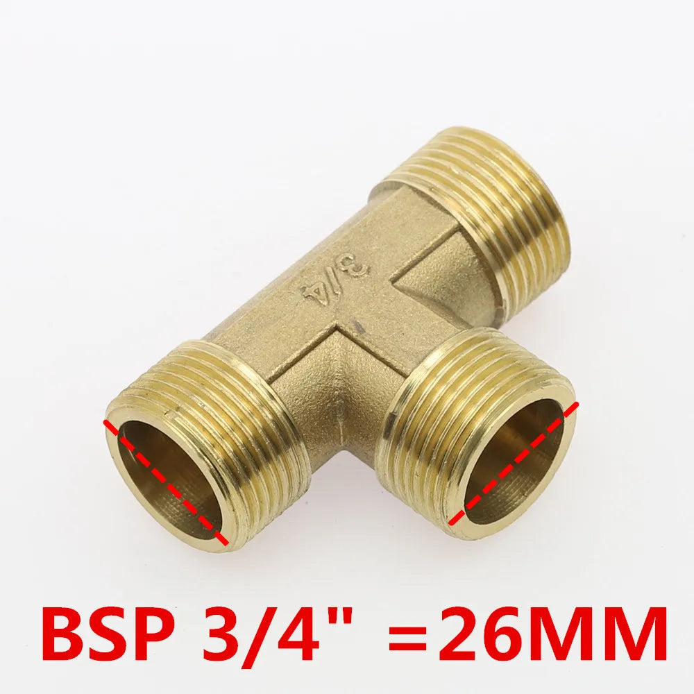 BSP Male Tee Brass Pipe Fitting 1/8" 1/4" 3/8" 1/2" – 3-Way Brass Pipe Fitting Richie's 06 Male