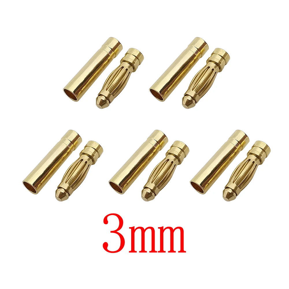 5-Pair Banana Bullet Connectors 2mm–4mm | RC Battery ESC Motor RC Bullet Connector Richie's 3mm 5Pair