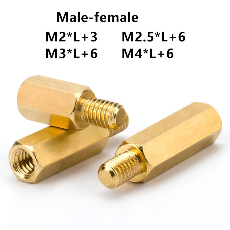 Solid Brass Hex Standoffs M2 M2.5 M3 M4 PCB Spacers 10/50pc PCB Hex Standoffs Richie's Male-female 3mm M2.5 10pcs