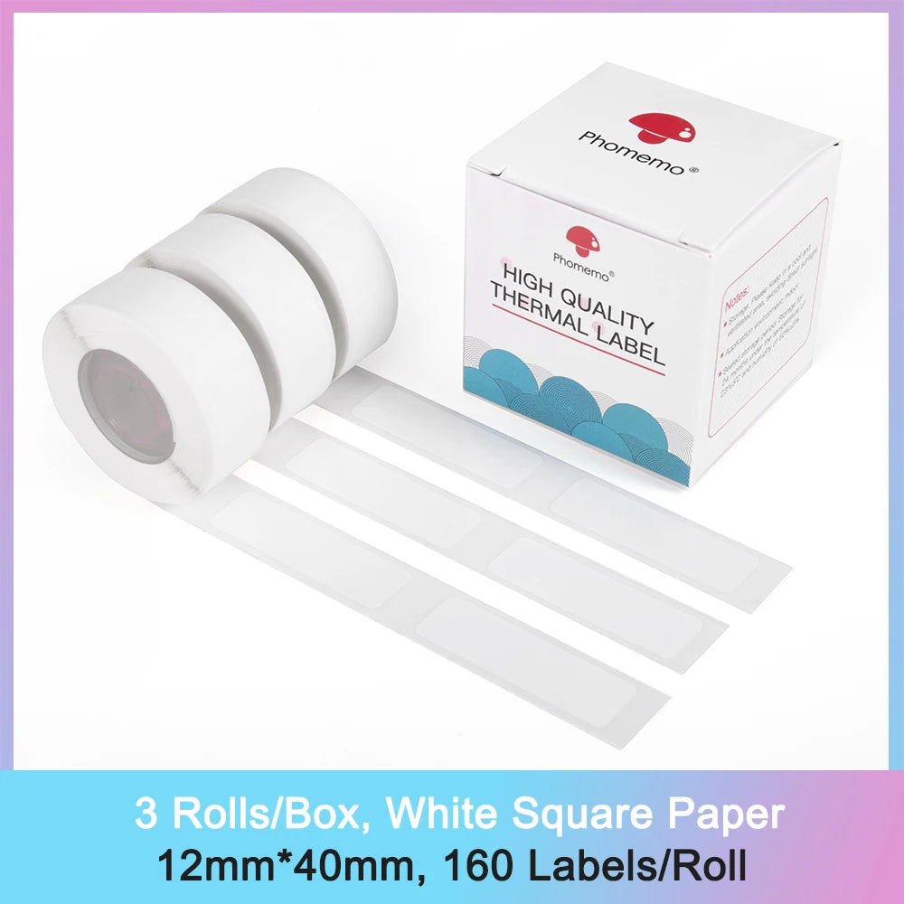 Phomemo D30 Thermal Label Paper – 3 Self-Adhesive Sticker Rolls Thermal Label Paper Richie's Square White 1240