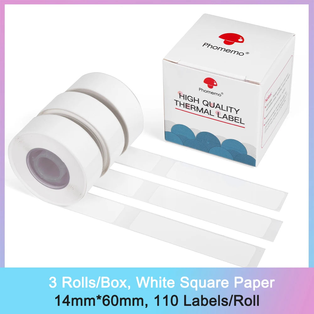 Phomemo D30 Thermal Label Paper – 3 Self-Adhesive Sticker Rolls Thermal Label Paper Richie's Square White 1460
