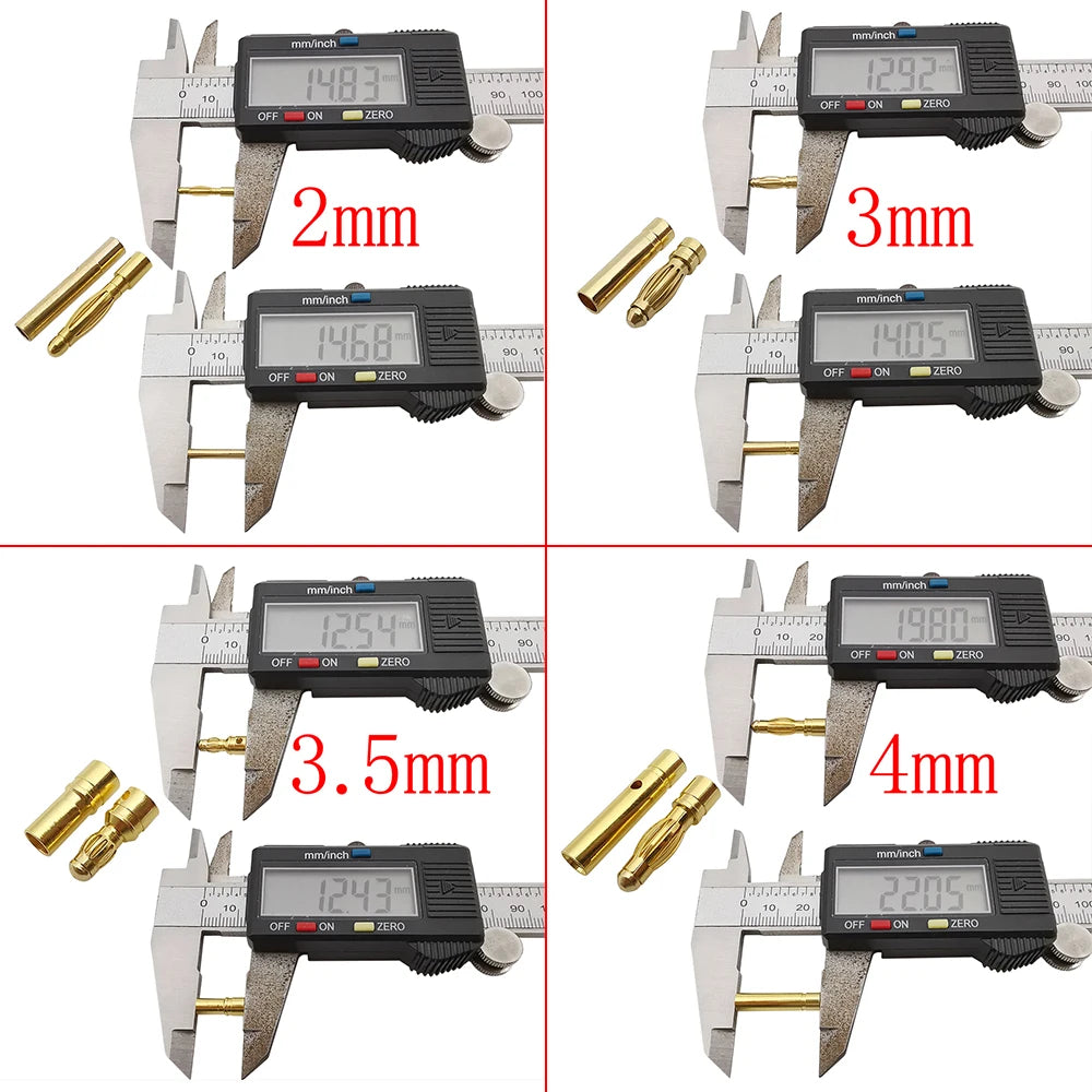 5-Pair Banana Bullet Connectors 2mm–4mm | RC Battery ESC Motor RC Bullet Connector Richie's