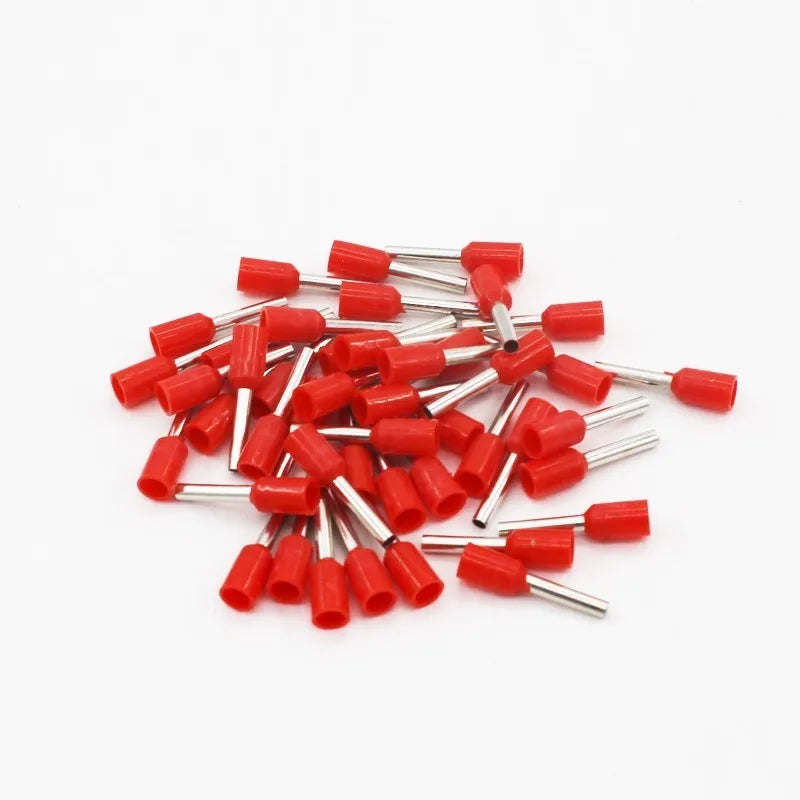 100pcs Insulated Ferrule Terminals Crimp Cord End Wire Connectors Ferrule Crimp Terminals Richie's Red E2508