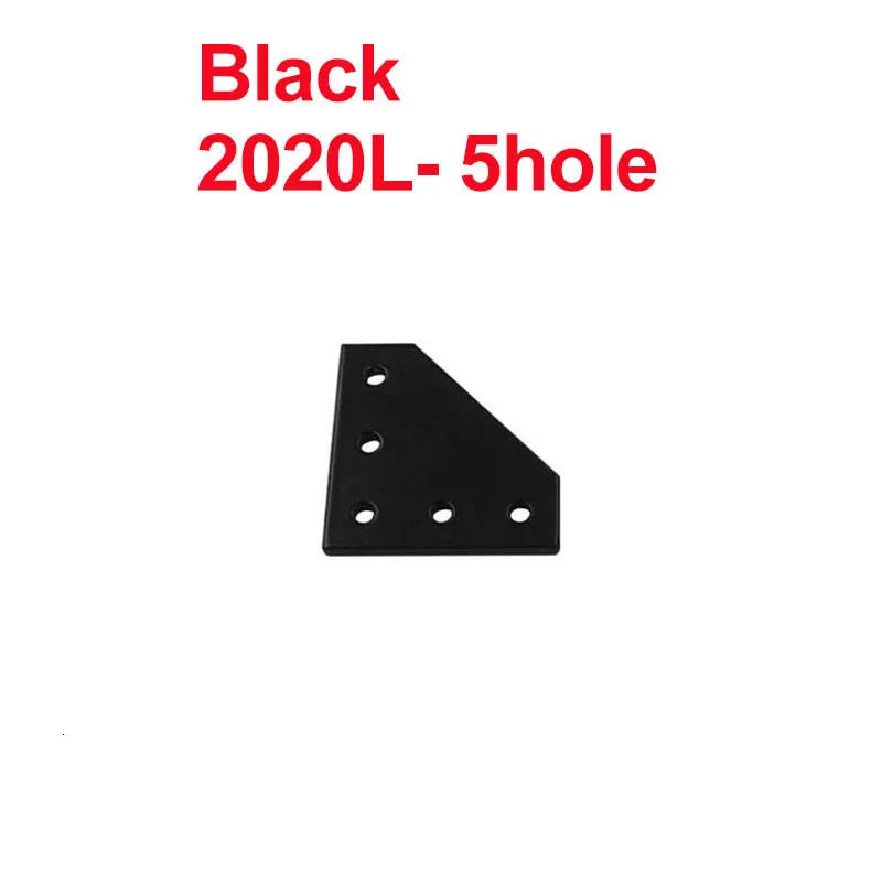 2pcs 5-Hole Corner Bracket for 2020 3030 4040 Aluminum Profile Corner Angle Bracket Richie's 2020LBlack