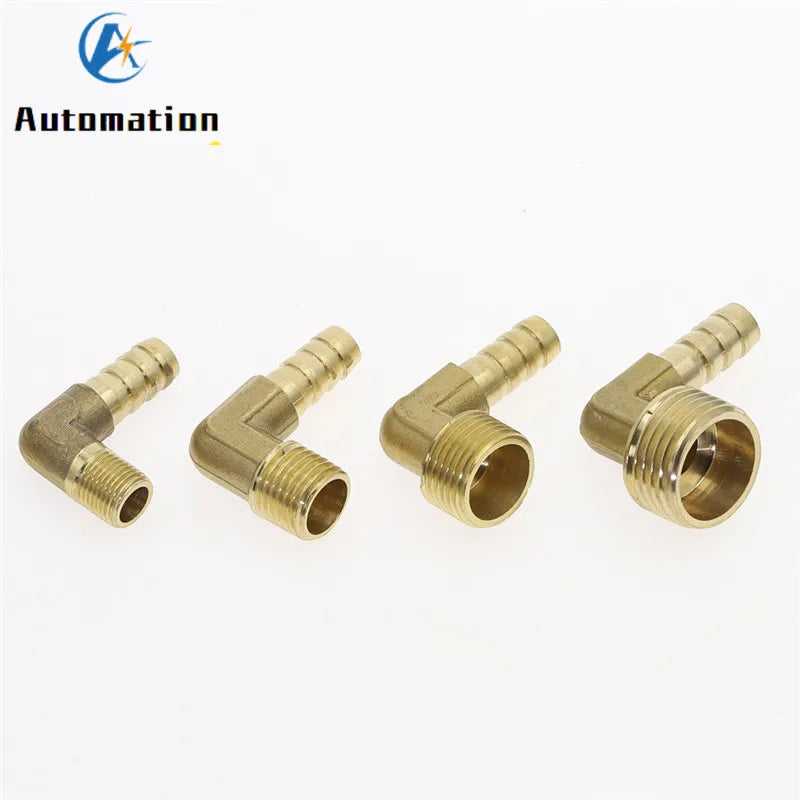 90° Brass Hose Barb Elbow Fitting 6–19mm, 1/8"–1/2" Male Thread Brass Hose Fitting Richie's