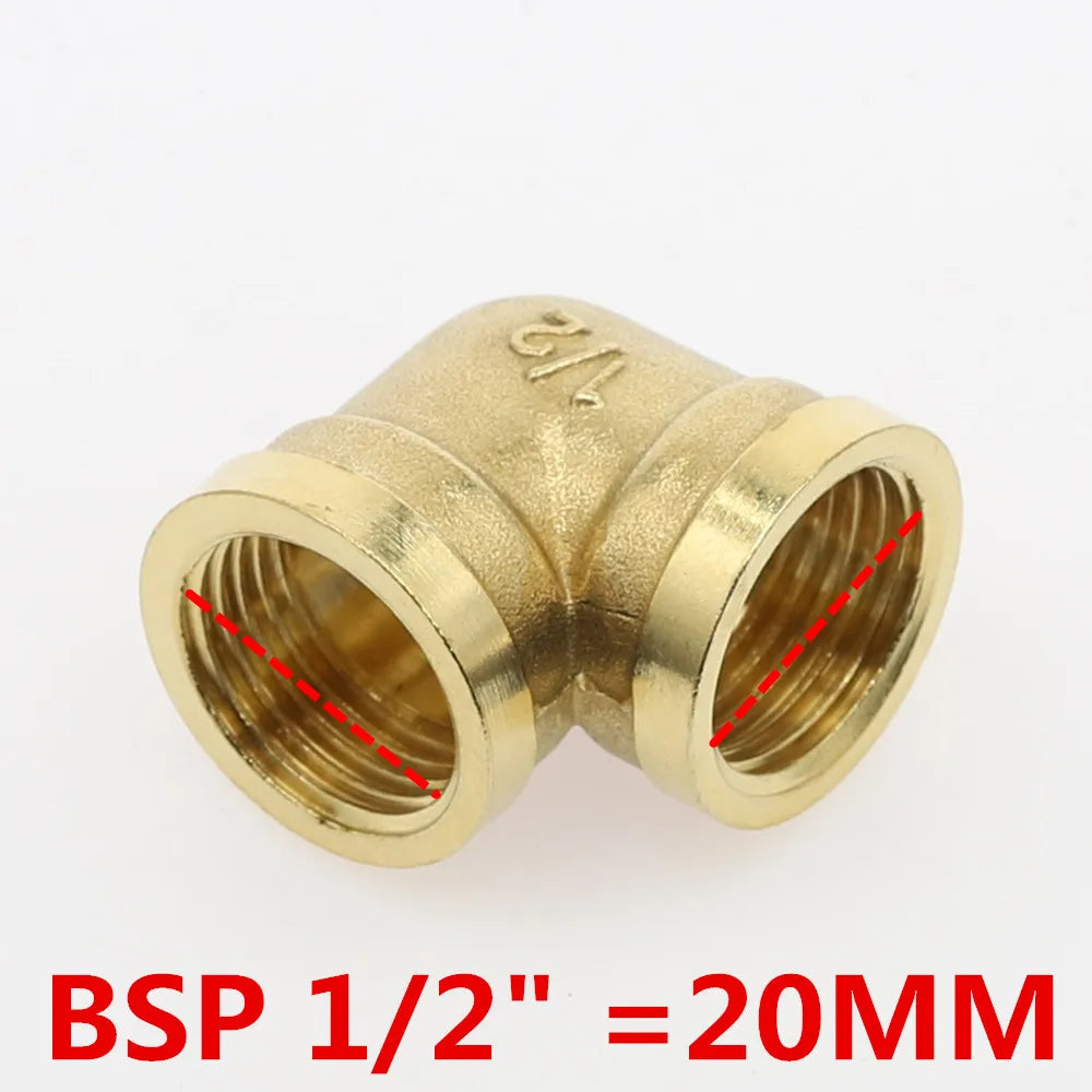 90° Brass Elbow Pipe Fitting F×F 1/8" 1/4" 3/8" 1/2" Thread Brass Pipe Fitting Richie's 04 Female x Female