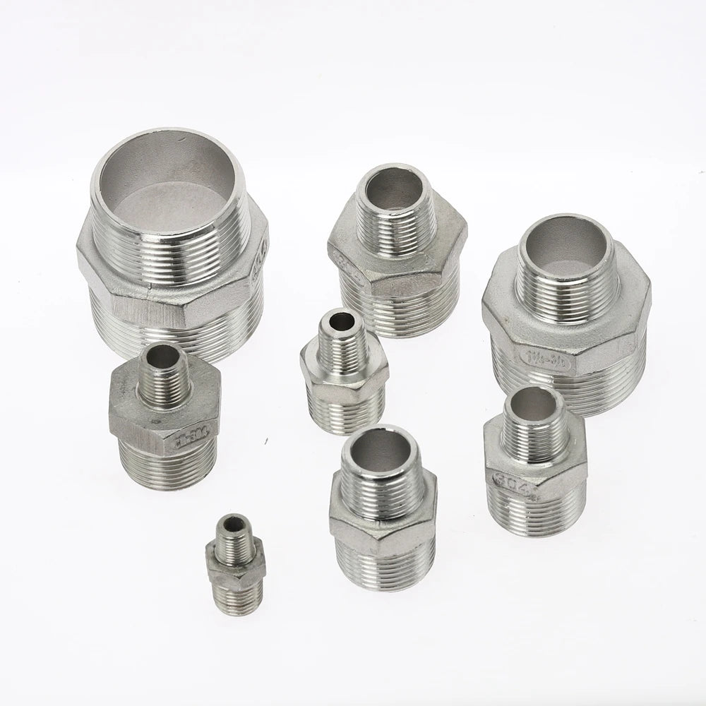 304 SS Male Hex Nipple BSP Pipe Fitting DN8–DN40 Water Oil Air Pipe Fitting Nipple Richie's