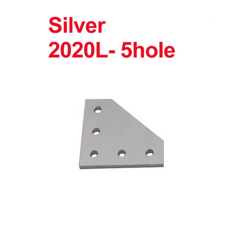 2pcs 5-Hole Corner Bracket for 2020 3030 4040 Aluminum Profile Corner Angle Bracket Richie's 2020LSilver