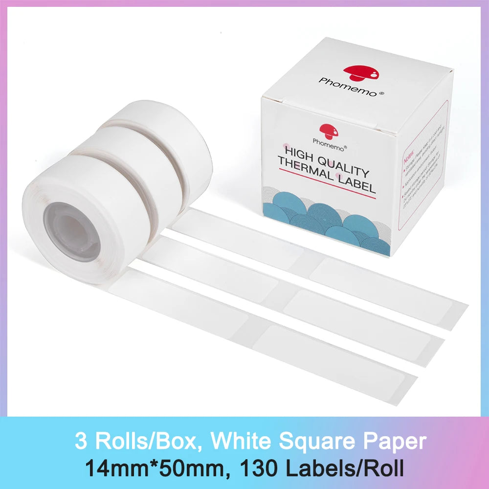 Phomemo D30 Thermal Label Paper – 3 Self-Adhesive Sticker Rolls Thermal Label Paper Richie's Square White 1450