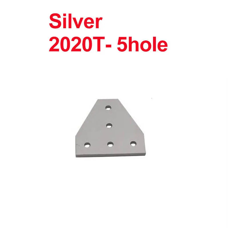 2pcs 5-Hole Corner Bracket for 2020 3030 4040 Aluminum Profile Corner Angle Bracket Richie's 2020TSilver