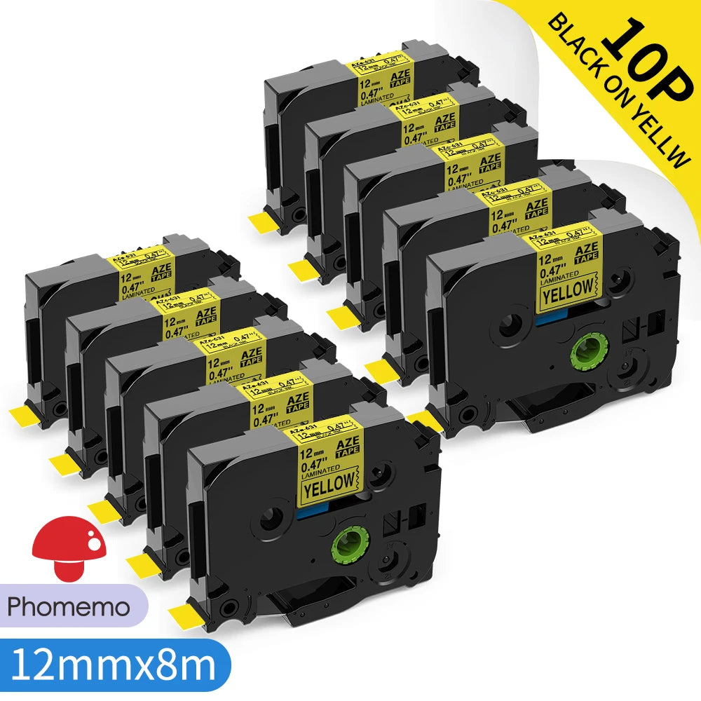 TZe-231 Compatible Brother Label Tape 12mm Black on White – Multi-Pack