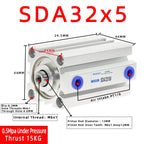SDA32 Double Acting Compact Air Cylinder 32mm Bore | Multi-Stroke Pneumatic Air Cylinder Richie's Stroke 5mm Bore 32mm