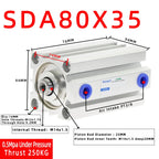 SDA80 Compact Double Acting Pneumatic Air Cylinder 80mm Bore Pneumatic Air Cylinder Richie's Stroke 35mm Bore 80mm