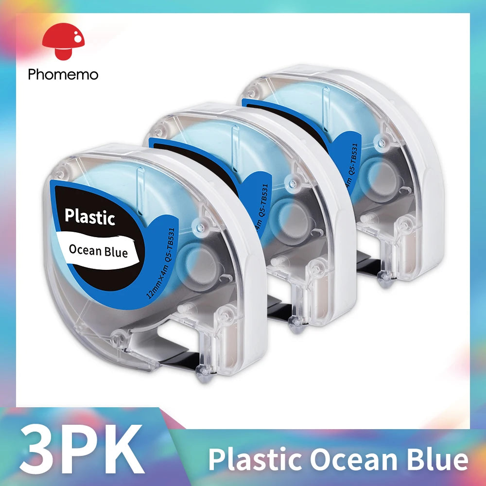 Dymo LetraTag Compatible Label Tapes 91331 for Phomemo P12 5-Pack Label Maker Tape Richie's 3PK Plastic Blue