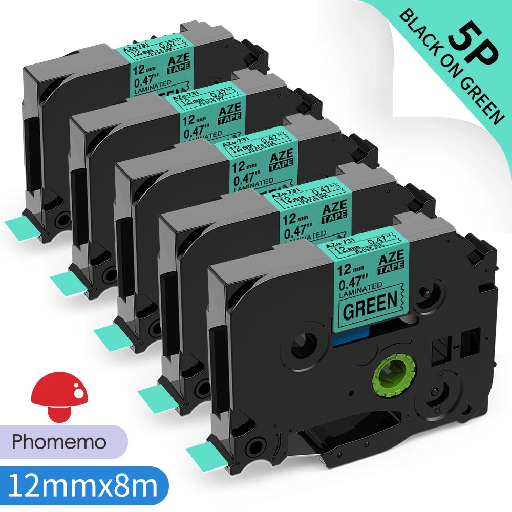 TZe-231 Compatible Brother Label Tape 12mm Black on White – Multi-Pack Label Printer Tape Richie's