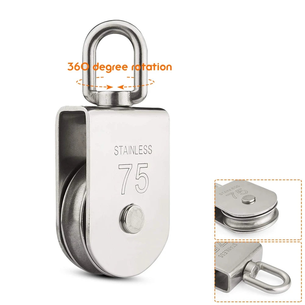 M75 Stainless Steel Swivel Pulley Block 1322 lbs Heavy Duty Hoist Swivel Pulley Block Richie's