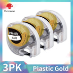 Dymo LetraTag Compatible Label Tapes 91331 for Phomemo P12 5-Pack Label Maker Tape Richie's 3PK Plastic Gold