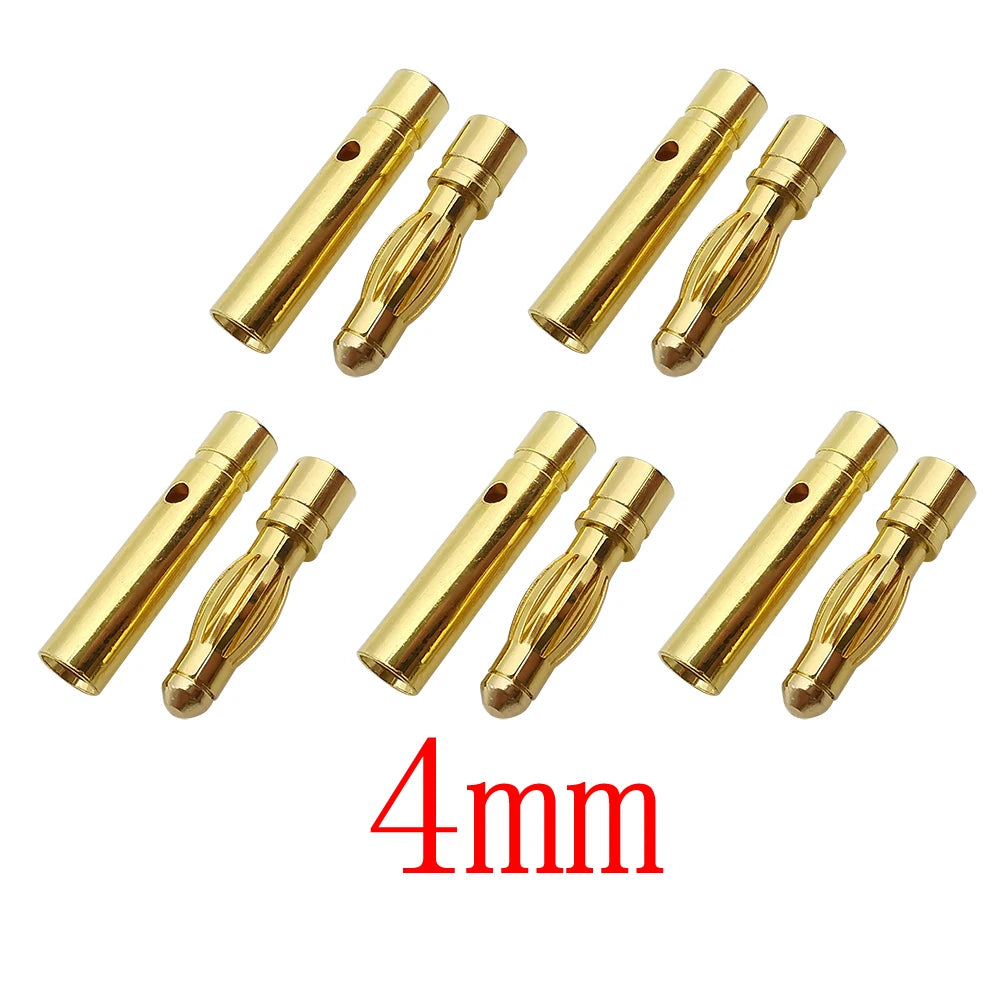 5-Pair Banana Bullet Connectors 2mm–4mm | RC Battery ESC Motor RC Bullet Connector Richie's 4mm 5Pair