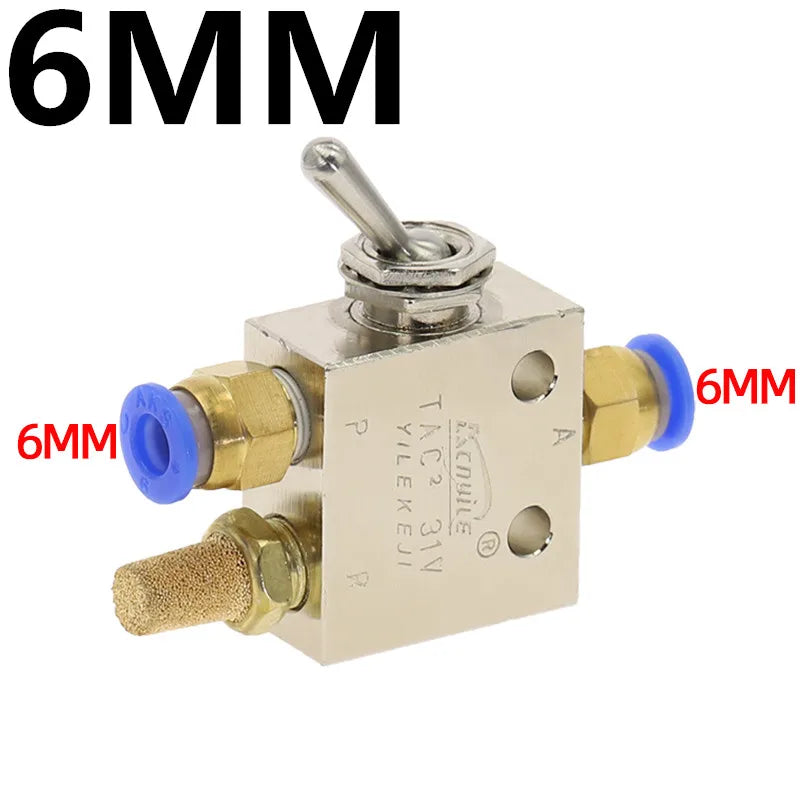 TAC2-31V 2-Position 3-Way Pneumatic Air Valve 1/8" PT Thread Pneumatic Air Valve Richie's TAC2-31V-6MM
