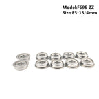 F695ZZ Bearings 10pcs Miniature Flanged Deep Groove Ball 5×13×4mm Miniature Ball Bearings Richie's F695-2RS